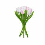 Wooden Tulips - White & Pink, Large (34 cm)