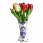 Wooden Tulips in Delfts Blue Vase - Small Vase - 20 cm