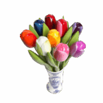 Wooden Tulips in Delfts Blue Vase - Large Vase - 34 cm
